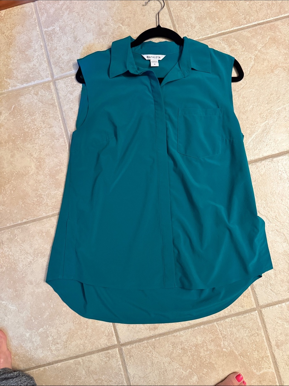 Athleta Dark GreenSleeveless Button-Front Top with Chest Pocket